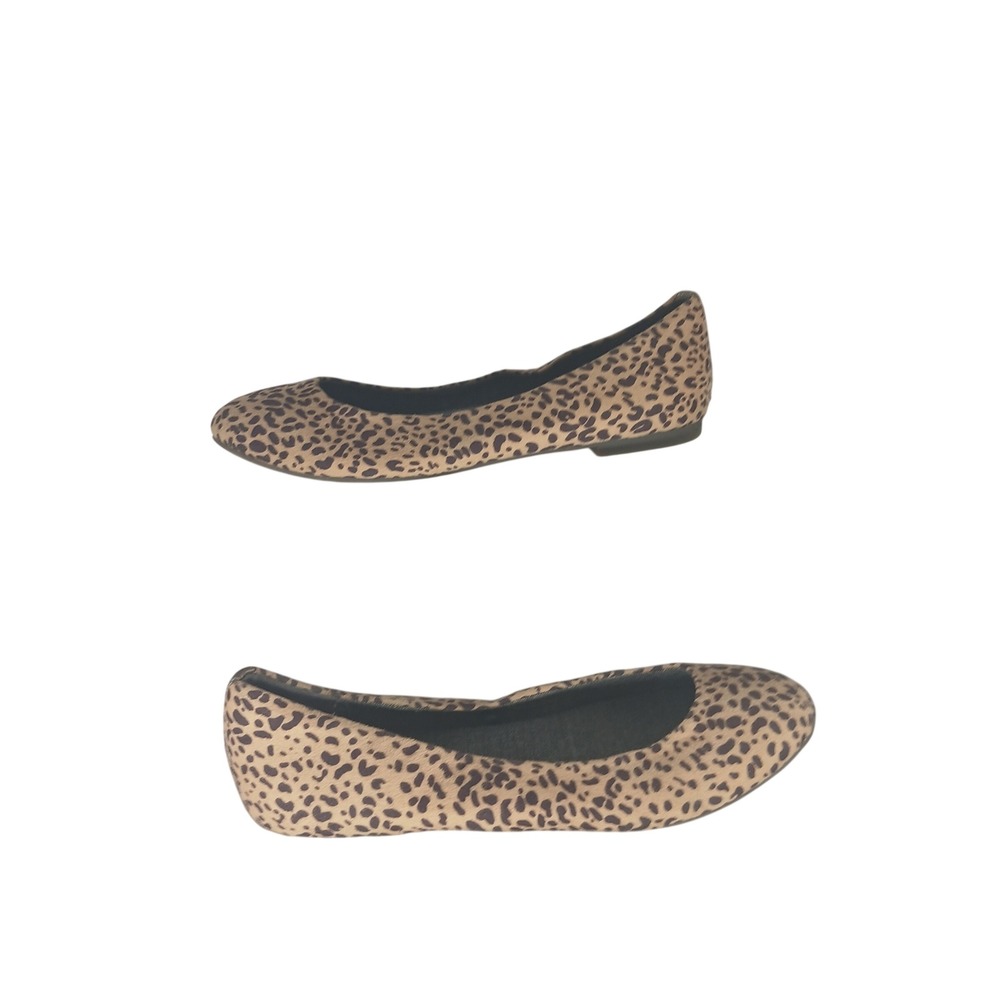 Dr. Scholls Connect Ballet Flats 7 Leopard Print Memory Foam Tan Brown Chic